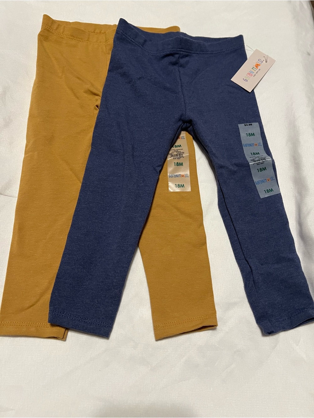 Apple Kids Stretch Leggings in Navy and Mustard